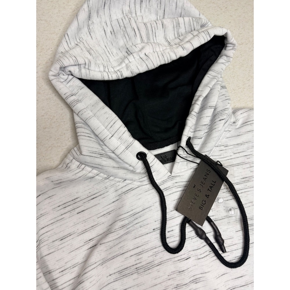 Steve's Jeans Big & Tall Hoodie Space Dye White Black Pullover Sweatshirt Mens